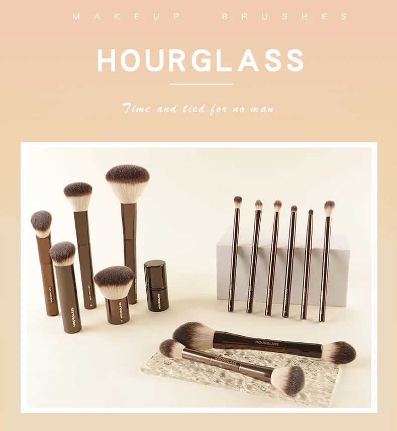 NoviaGlow Hourglass Makeup Brush – Professional Retractable Brush for Foundation, Powder, Blush, Bronzer, Eyeshadow & More