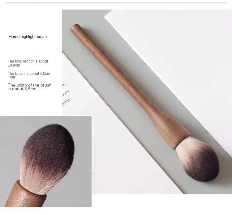 NoviaGlow European Vintage Walnut Wood Handle Makeup Brush – Ultra-Soft Powder, Blush, Contour & Foundation Brush
