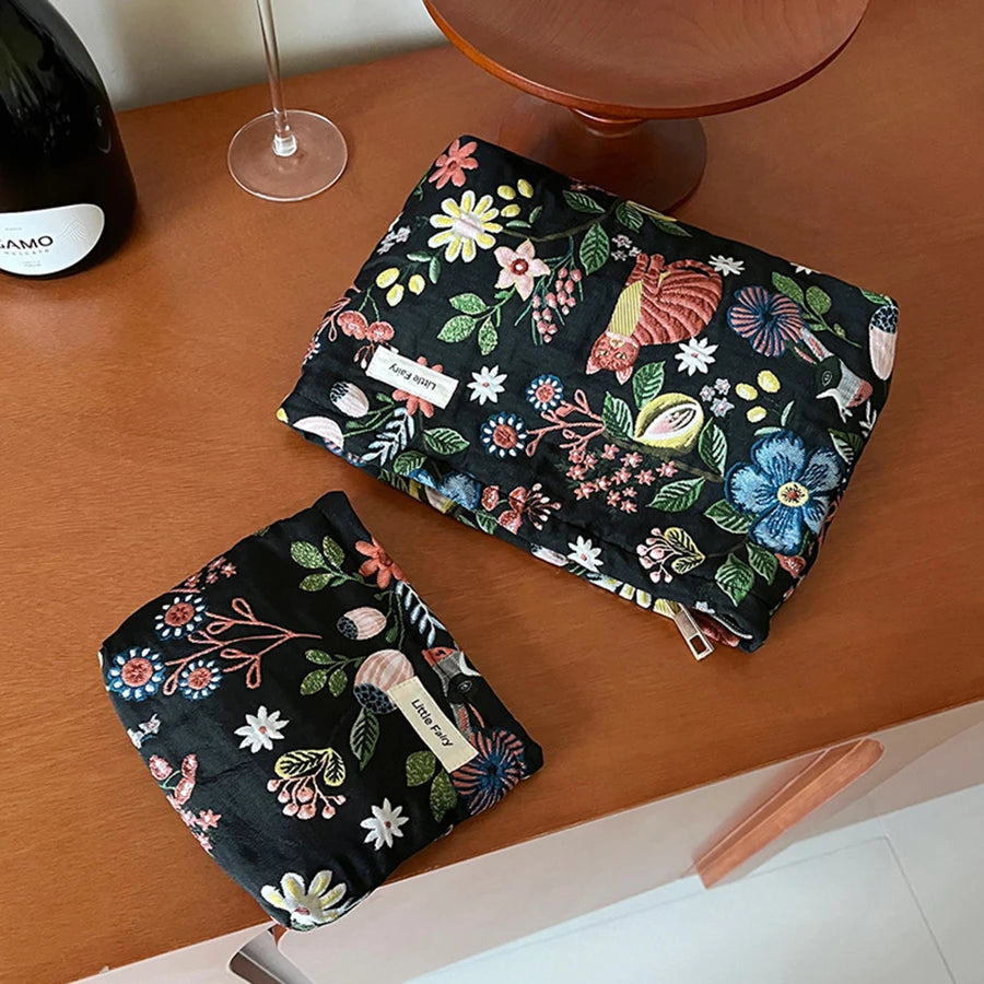 NoviaGlow Mini Cosmetic Pouch – Plant Print Storage Bag
