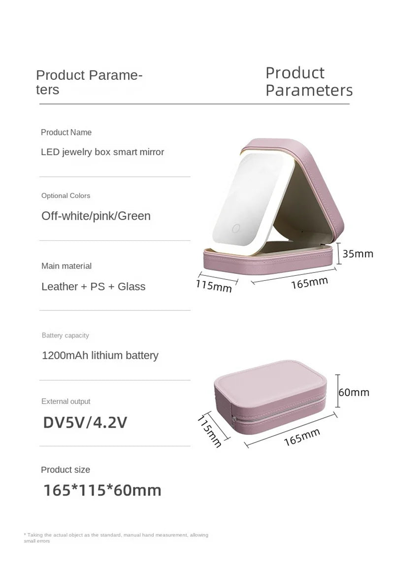 NoviaGlow Smart LED Makeup Case with Mirror – Portable Travel Cosmetic Bag & Skincare Organizer for Women