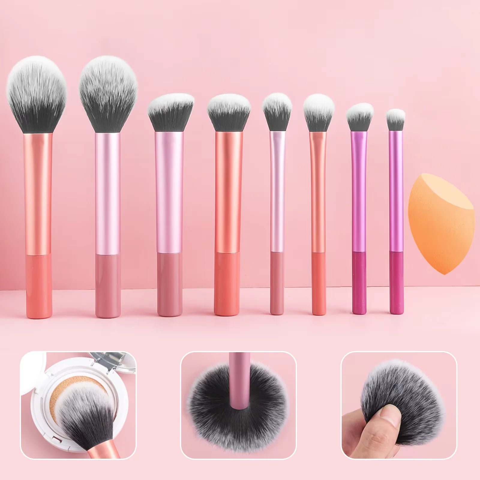NoviaGlow 8pcs Professional Makeup Brush Set – Soft Synthetic Bristles, Cruelty-Free, Easy to Clean, for Foundation, Blush & Eyeshadow