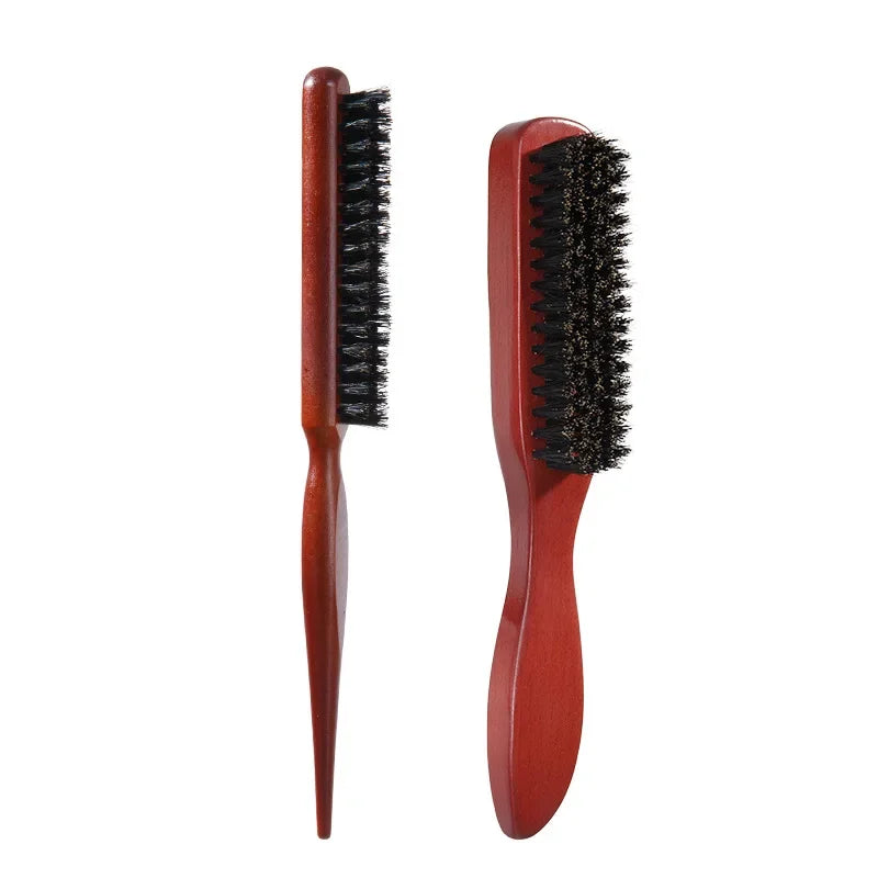NoviaGlow Wooden Bristle Hair Brush & Teasing Comb – Professional Styling & Beard Grooming Tool