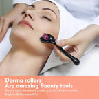 NoviaGlow Derma Roller – 540 Titanium Microneedles for Beard & Skin Care (0.2mm / 0.25mm / 0.3mm)