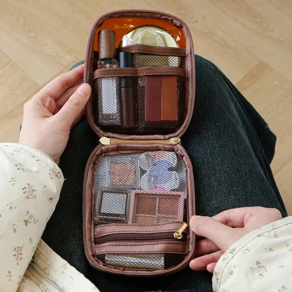 NoviaGlow Mini Clear Travel Makeup Bag – Small Cute Preppy Zipper Cosmetic Pouch & Toiletry Organizer for Women