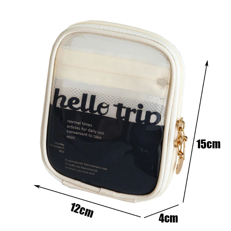 NoviaGlow Mini Clear Travel Makeup Bag – Small Cute Preppy Zipper Cosmetic Pouch & Toiletry Organizer for Women
