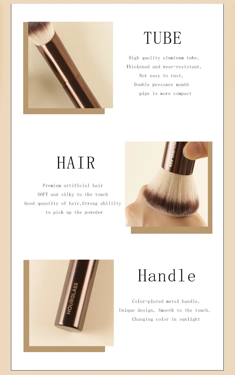 NoviaGlow Hourglass Makeup Brush – Professional Retractable Brush for Foundation, Powder, Blush, Bronzer, Eyeshadow & More
