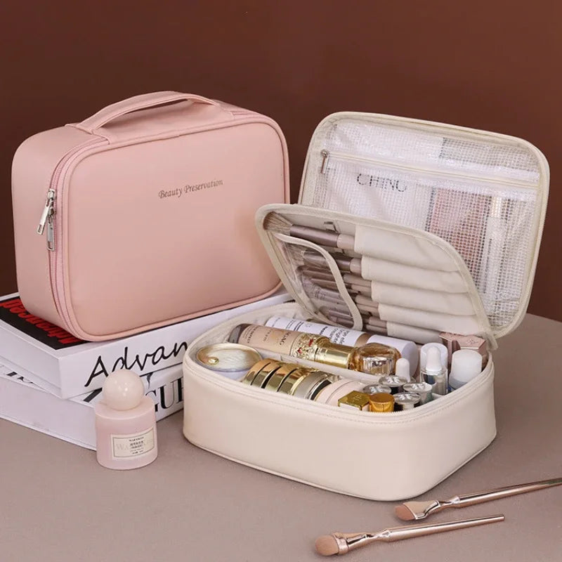 NoviaGlow Luxury PU Leather Cosmetic Bag – Travel Organizer