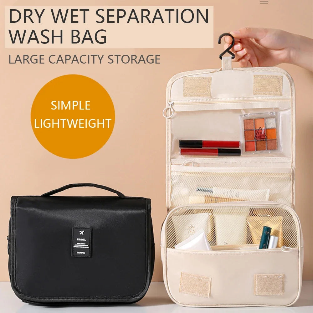 NoviaGlow Travel Makeup Bag – Waterproof Hanging Organizer