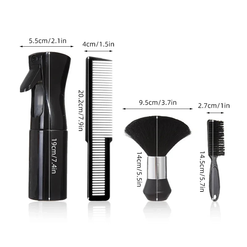 NoviaGlow 4-Piece Barber Grooming Set – Brush, Comb & Spray