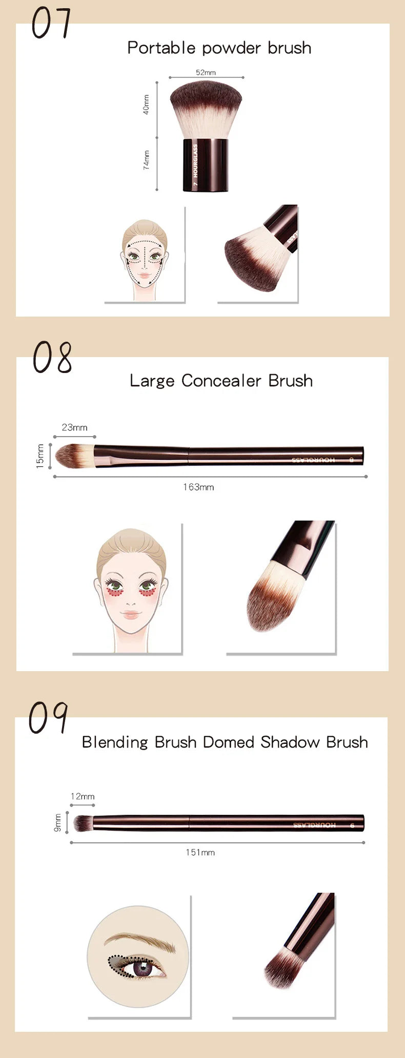NoviaGlow Hourglass Makeup Brush – Professional Retractable Brush for Foundation, Powder, Blush, Bronzer, Eyeshadow & More