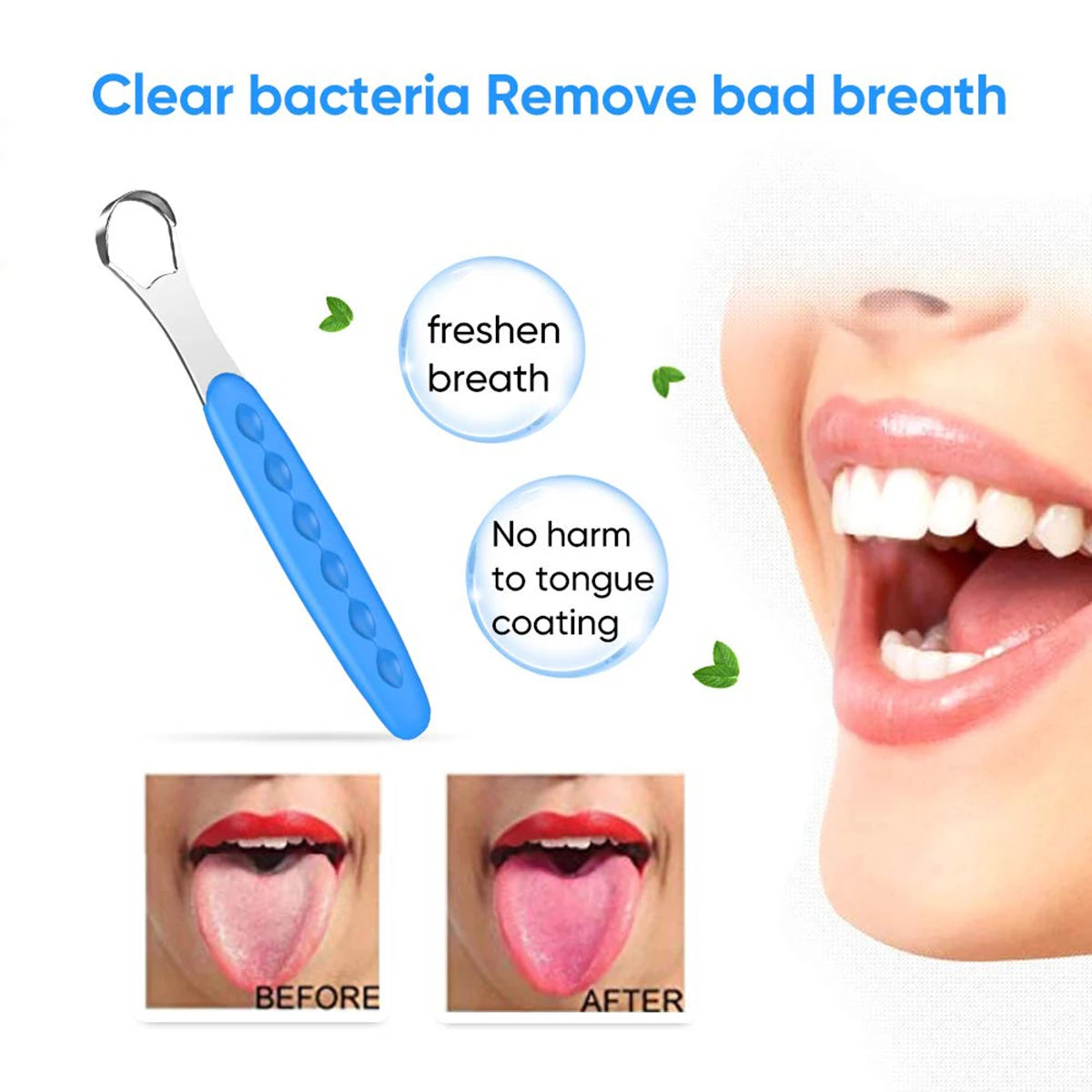 NoviaGlow Stainless Steel Tongue Cleaner with Portable Case – Oral Hygiene Scraper for Fresh Breath & Dental Care (Adults & Kids)