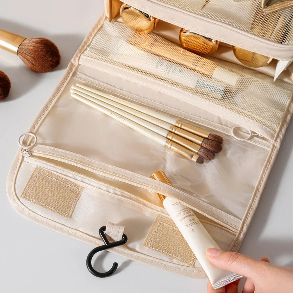 NoviaGlow Travel Makeup Bag – Waterproof Hanging Organizer