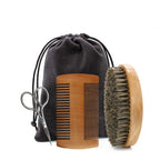 NoviaGlow Men’s Beard Grooming Set – Boar Bristle Brush, Comb & Scissors