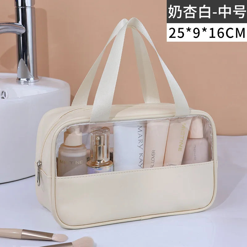 NoviaGlow Transparent Travel Makeup Bag – Waterproof Organizer