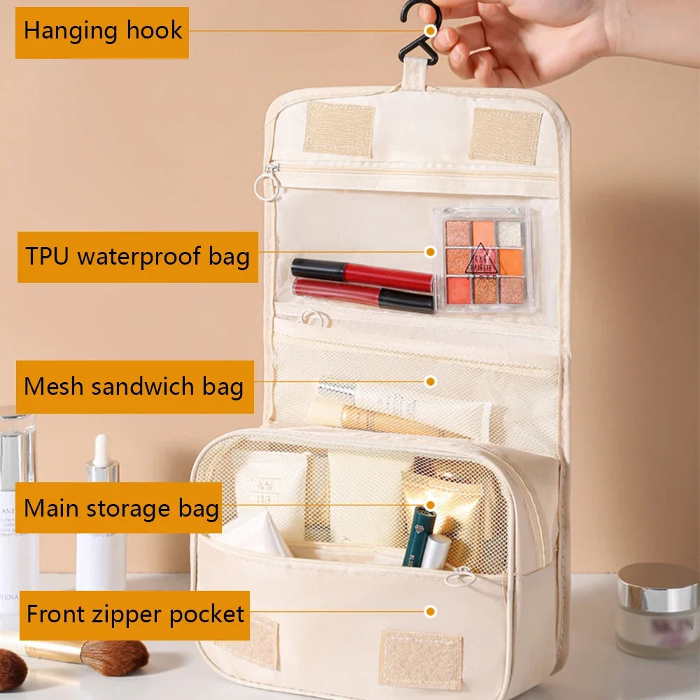 NoviaGlow Travel Makeup Bag – Waterproof Hanging Organizer