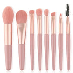 NoviaGlow Portable 8pcs Makeup Brush Set – Soft Synthetic Brushes for Foundation, Concealer, Blush, Powder & Eyeshadow | Compact Travel Beauty Kit