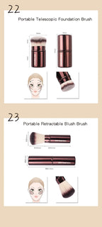 NoviaGlow Hourglass Makeup Brush – Professional Retractable Brush for Foundation, Powder, Blush, Bronzer, Eyeshadow & More