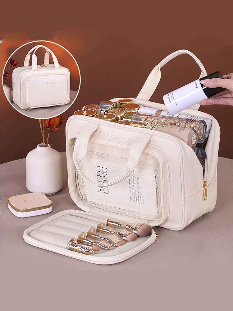 NoviaGlow Double-Layer Makeup Bag – Waterproof Travel Organizer