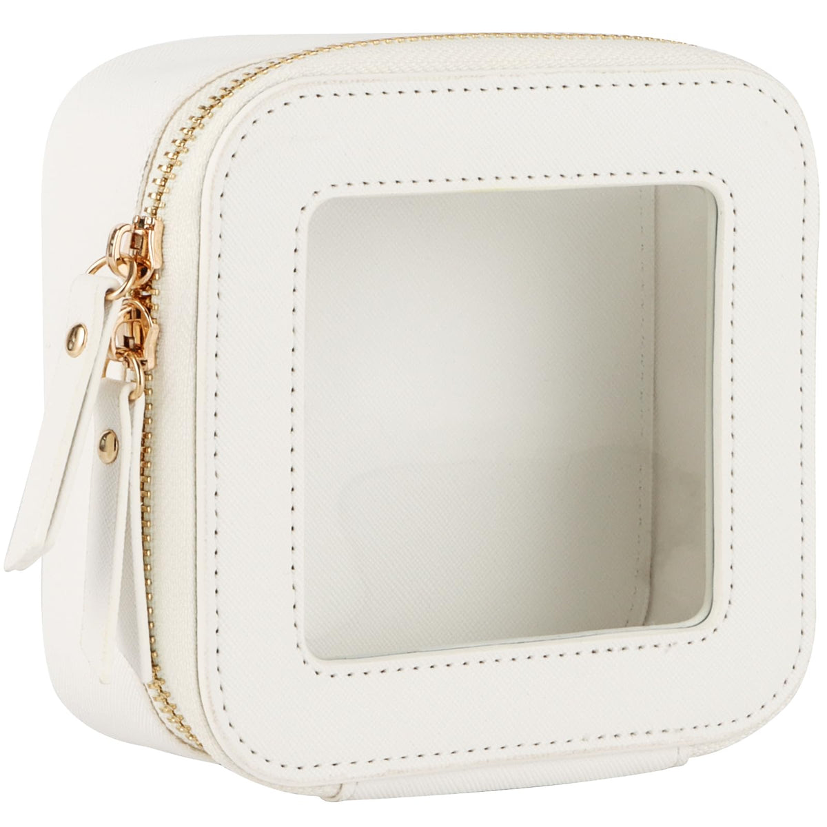 JAZZ GORDEN Clear Makeup Bag Small Makeup Bag for Purse White Mini Makeup Bag Clear with Zipper Small Cosmetic Bag for Travel Small Toiletry Bag Car Accessories for Women(White Mini)