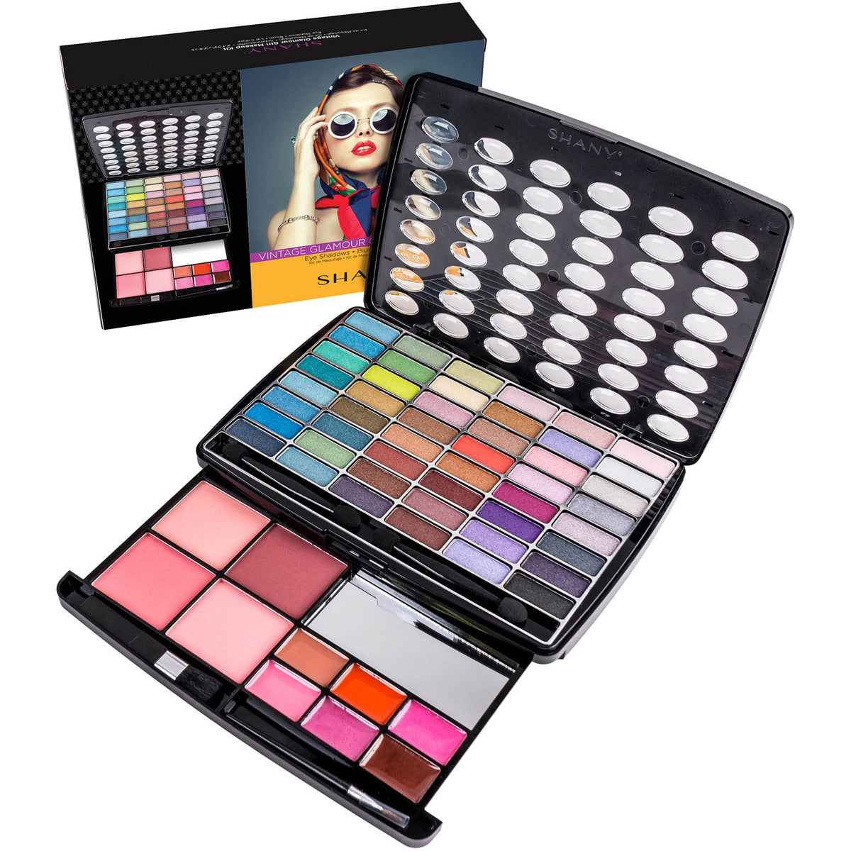 SHANY Glamour Girl Makeup Kit Eyeshadow Palette with Eyeshadows Blushes Lipstick Lip-gloss Makeup Mirror Makeup applicators Premium Gift Packaging - Vintage