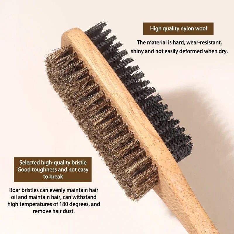 NoviaGlow Double-Sided Wooden Beard Brush