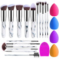 Makeup Brushes 16PCs Makeup Brushes Set with 4PCs Beauty Blender Sponge and 1 Brush Cleaner Premium Synthetic Foundation Brushes Blending Face Powder Eye Shadows Make Up Brushes Tool(Marble)
