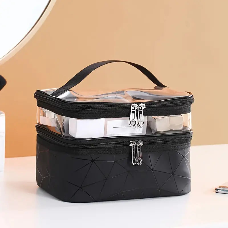 Large Waterproof Double Layer Makeup Travel Bag