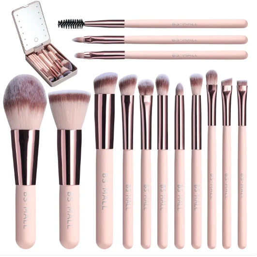 Makeup Brushes with Luminous Mirror