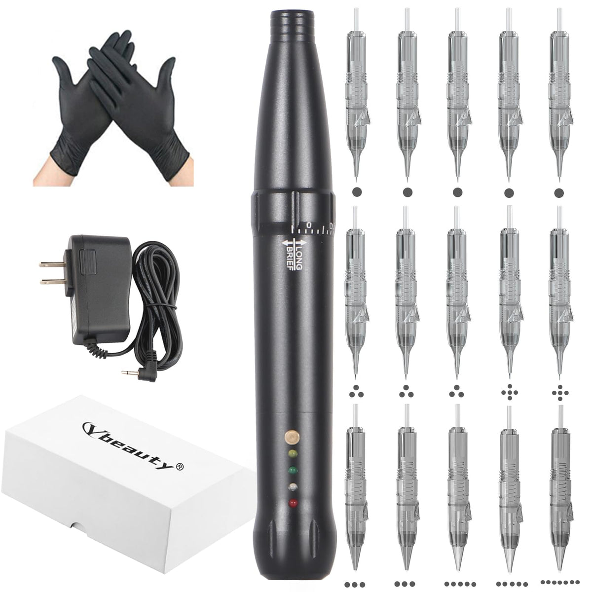 Eyebrow Tattoo Machine Kit - Micropigmentation Pen with 15pcs Cartridges